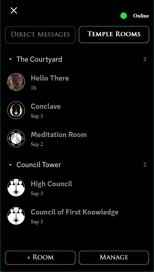 Temple Messages mobile-friendly view